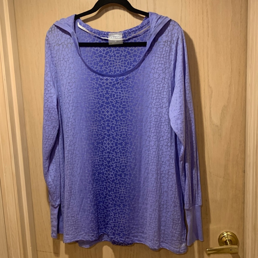 Lightweight Calvin Klein performance, sheer, patterned hoodie